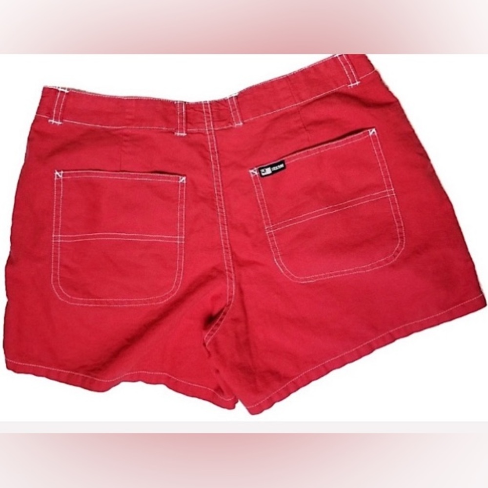 VTG Polo Jeans Ralph Lauren Red high waisted white stitch cotton Shorts Sz 8/M